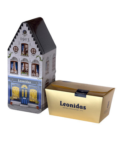 Leonidas Chocolate Tin House Collection with 1 lb. chocolate ballotin