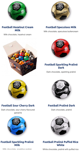 Chocolate soccer ball gift box flavors